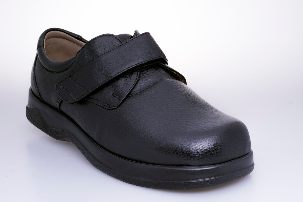 Zapatos cómodos, con velcro, negros para Hombre - Modelo 7707 – Bioshoes
